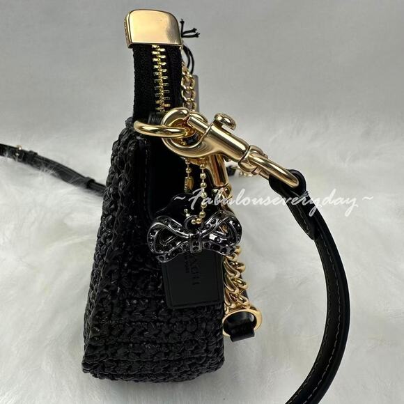 Coach Teri Shoulder/Crossbody Bag In Straw/Gold/Black CBI17 NWT - Picture 3 of 8